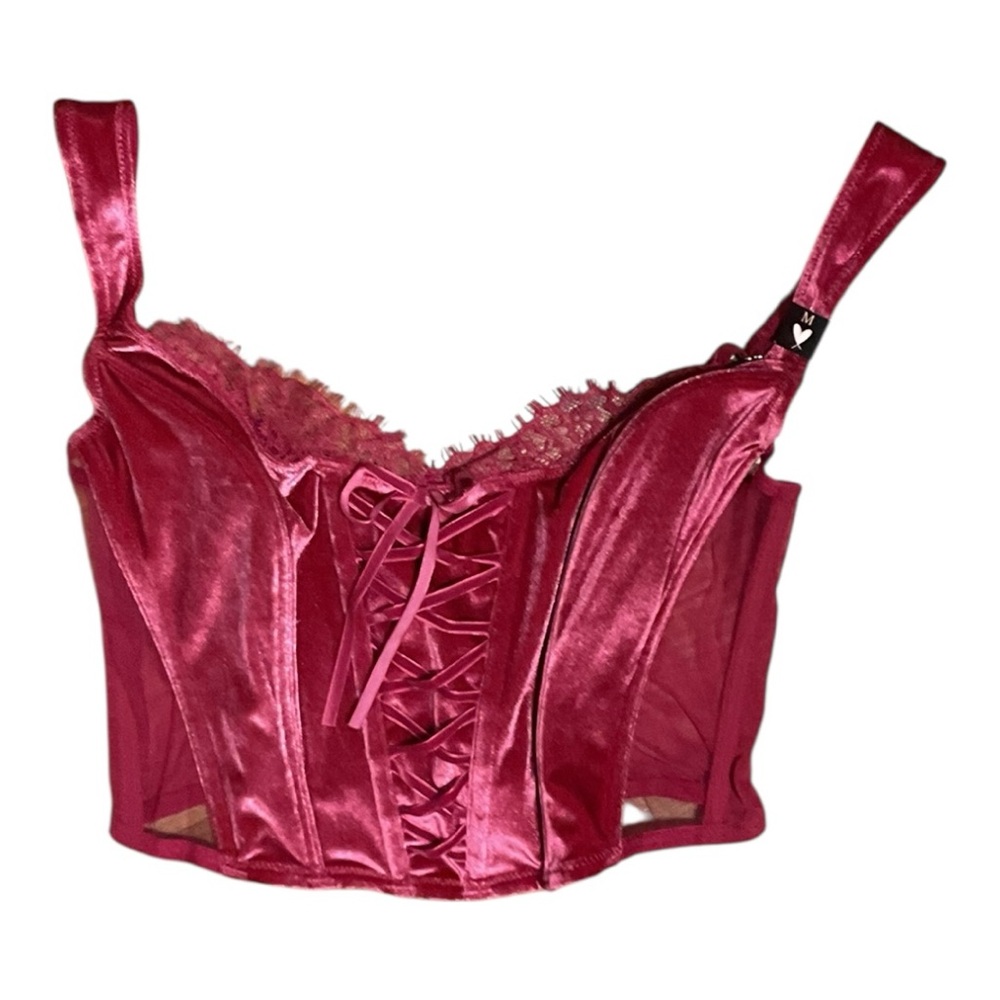 NWT Victoria’s Secret Shine Velour Hook Back Corset Medium